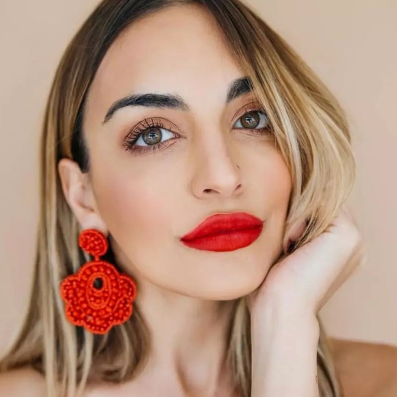 Brand new!!! Gorgeous red beaded boho earrings - Picture 1 of 2